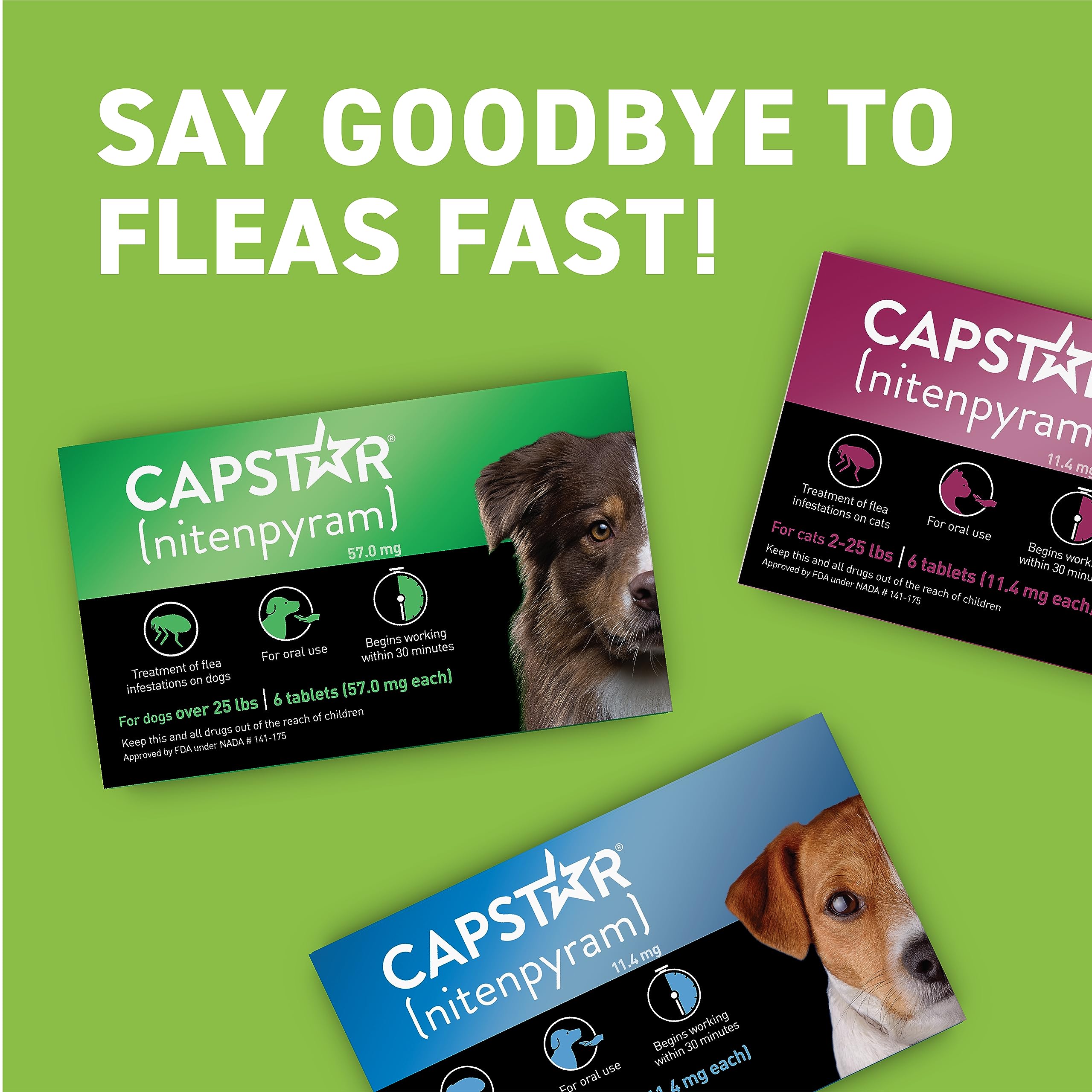 Capstar for Dogs age range image shows eligibility from 4 weeks.