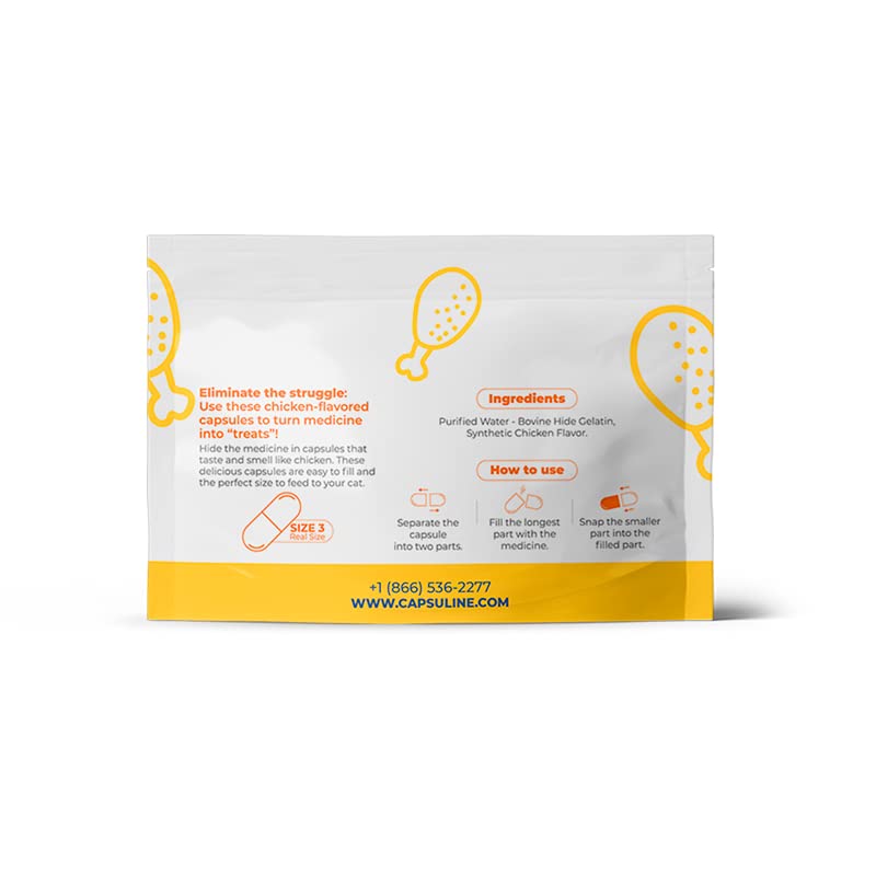 Capsuline PetCaps chicken-flavored capsules scent helps meds go down for easier dosing.