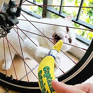 Captain Catnip cat banana toy made in USA label and safety.