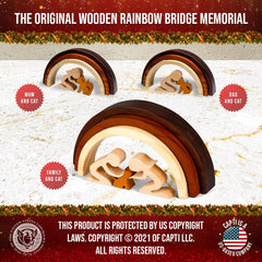 Capti Rainbow Bridge cat remembrance gift, 3-tone wood, creates a heartfelt keepsake for grieving families.
