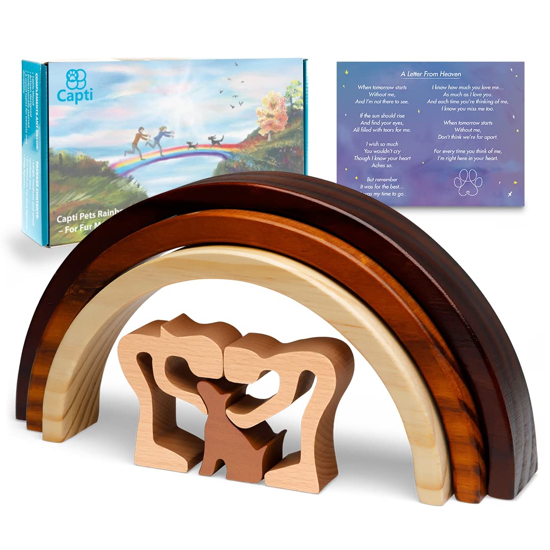 Capti Rainbow Bridge dog memorial gift wood - comforting keepsake for pet loss on display.