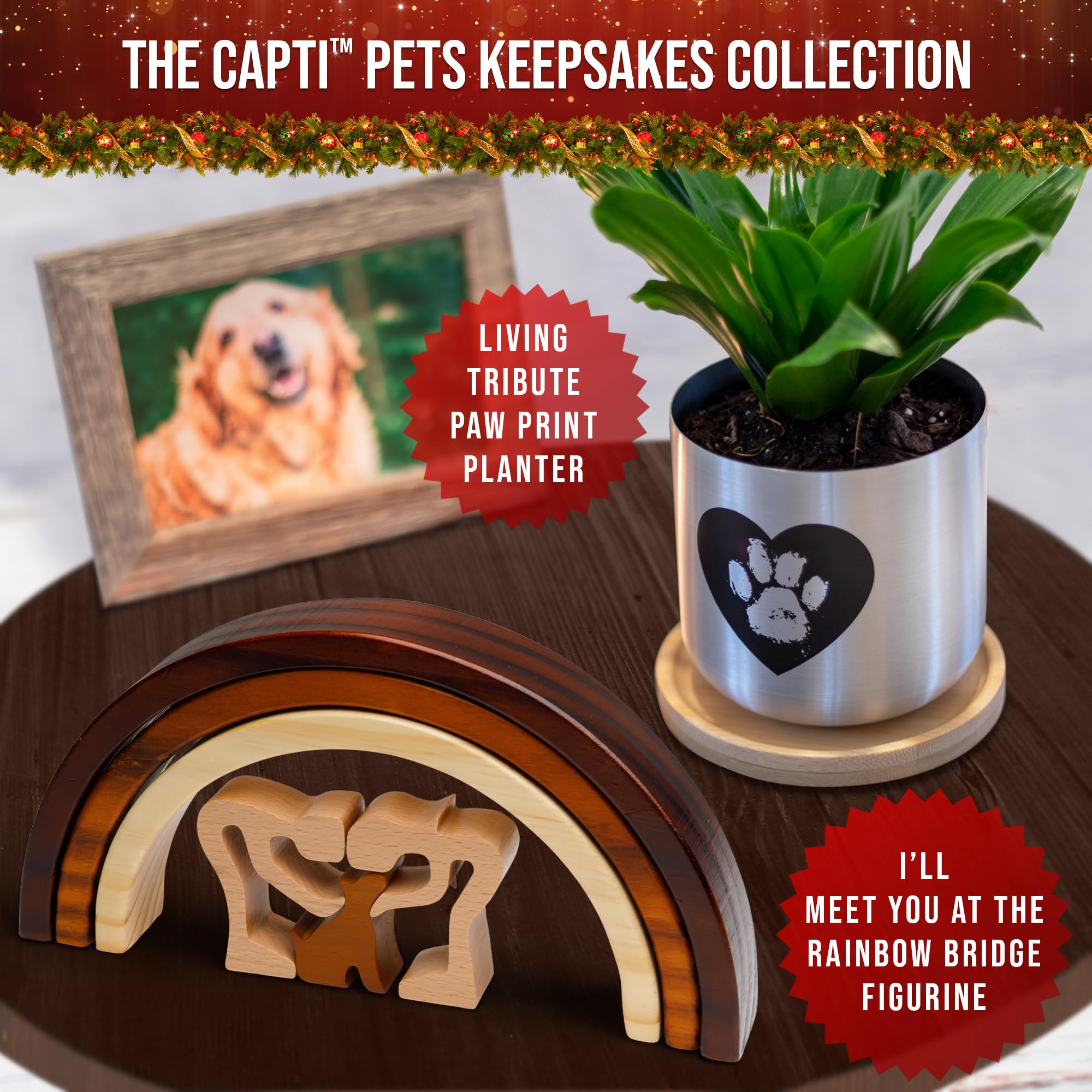Capti Rainbow Bridge poem-inspired memorial provides comforting remembrance for pet families.