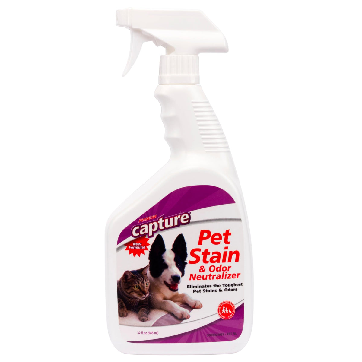 Capture Pet Stain & Odor Remover bottle applies spray for quick stain cleanup