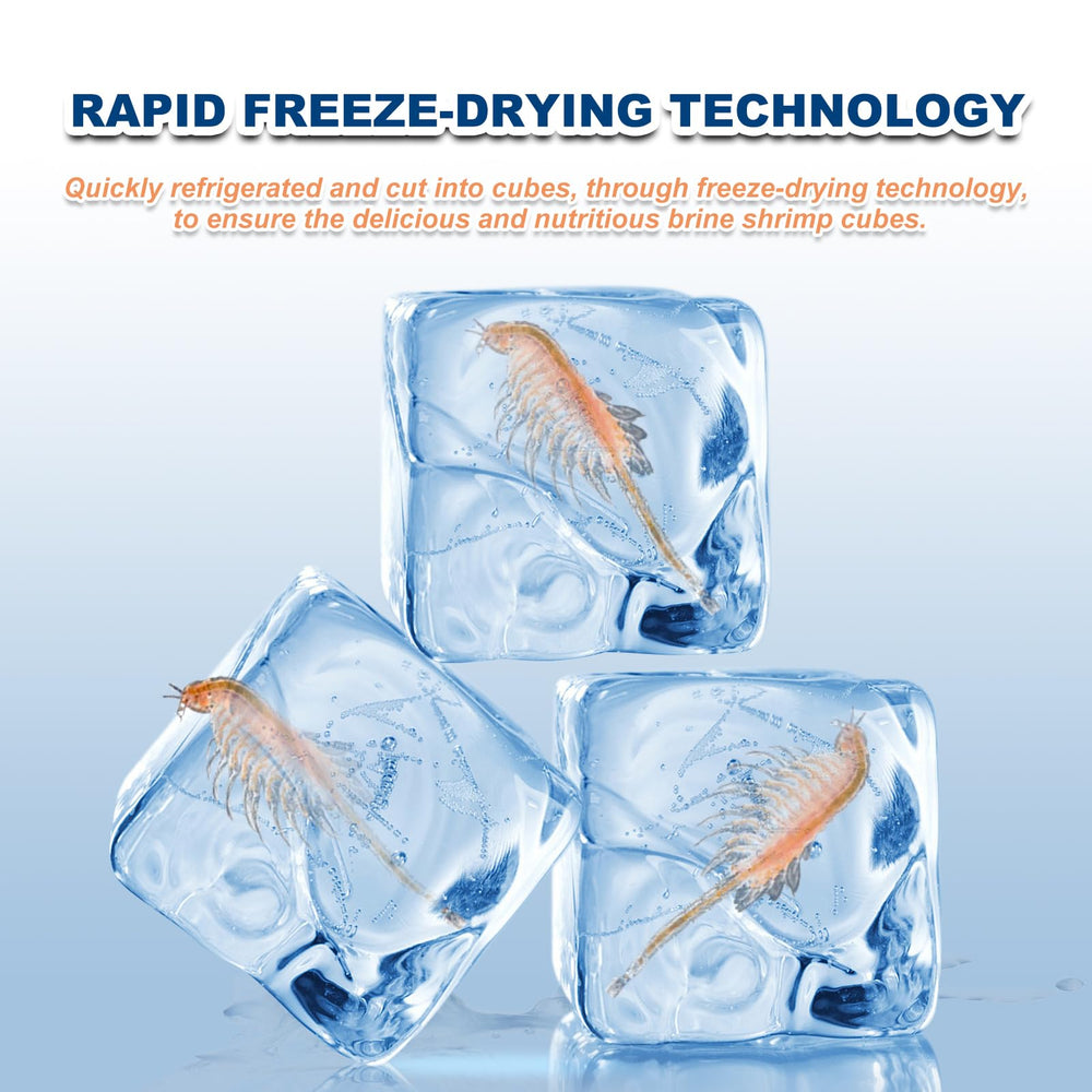 Capuca Brine Shrimp Cubes freshwater use image shows versatile food for pond and tank fish