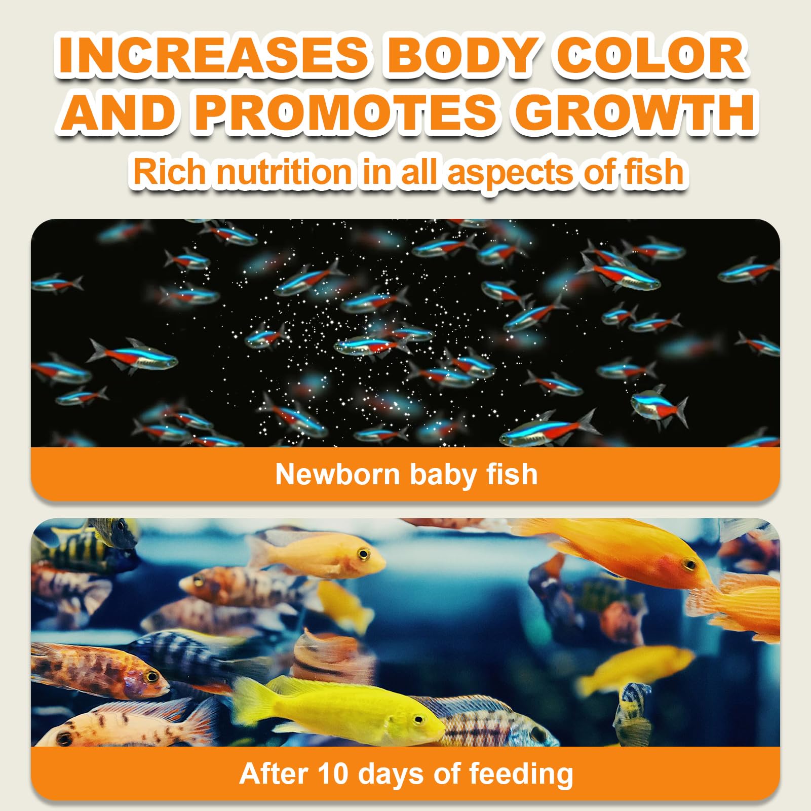Capuca Brine Shrimp Eggs fresh ingredients display indicating nutrient content