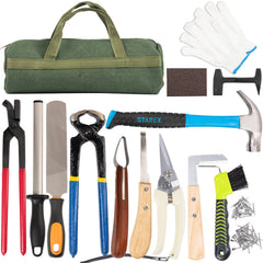 Capuca farrier-tools-kit-cover demonstrates organized hoof care for efficient grooming.
