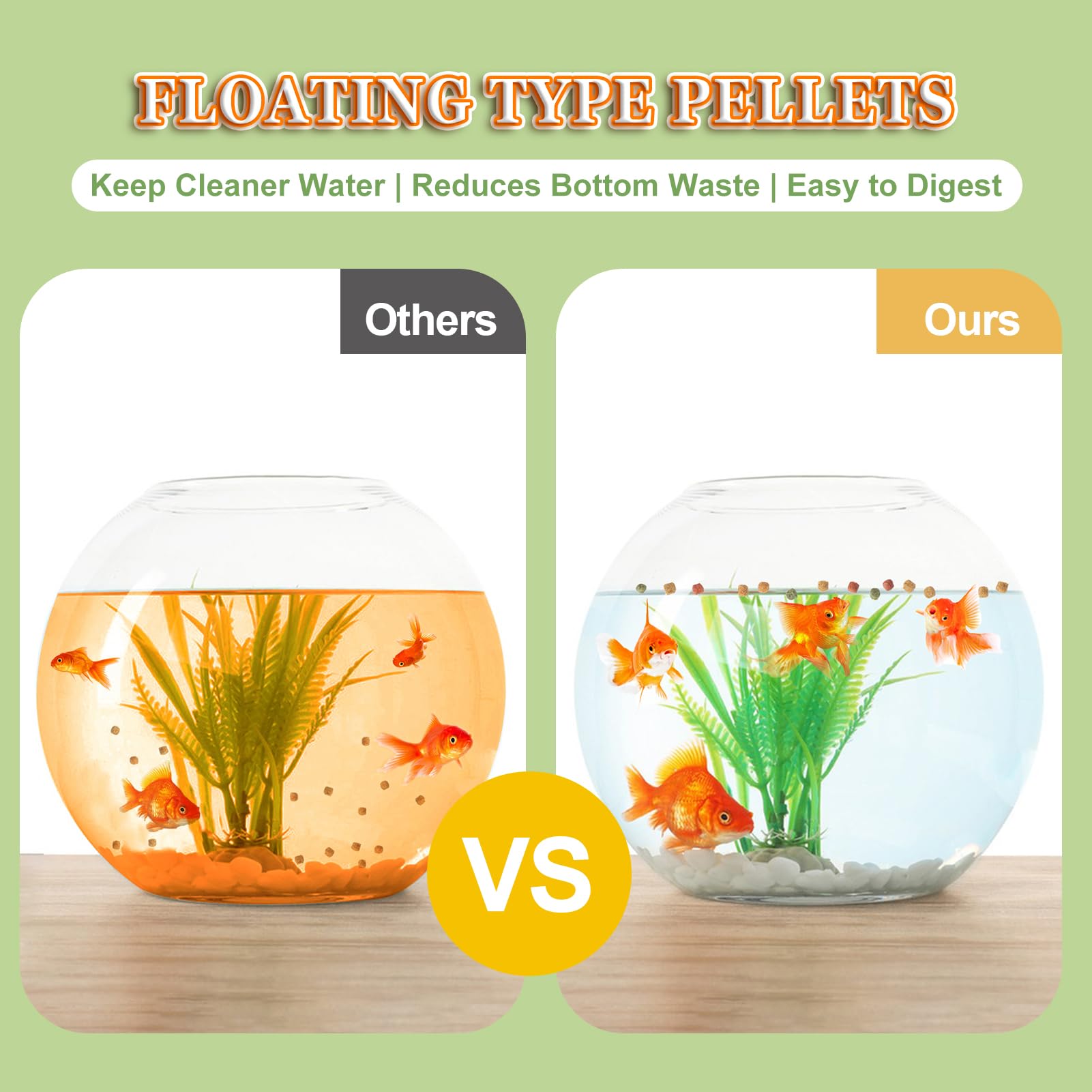 Capuca Goldfish Food balanced-diet pellets support healthy growth for goldfish and koi