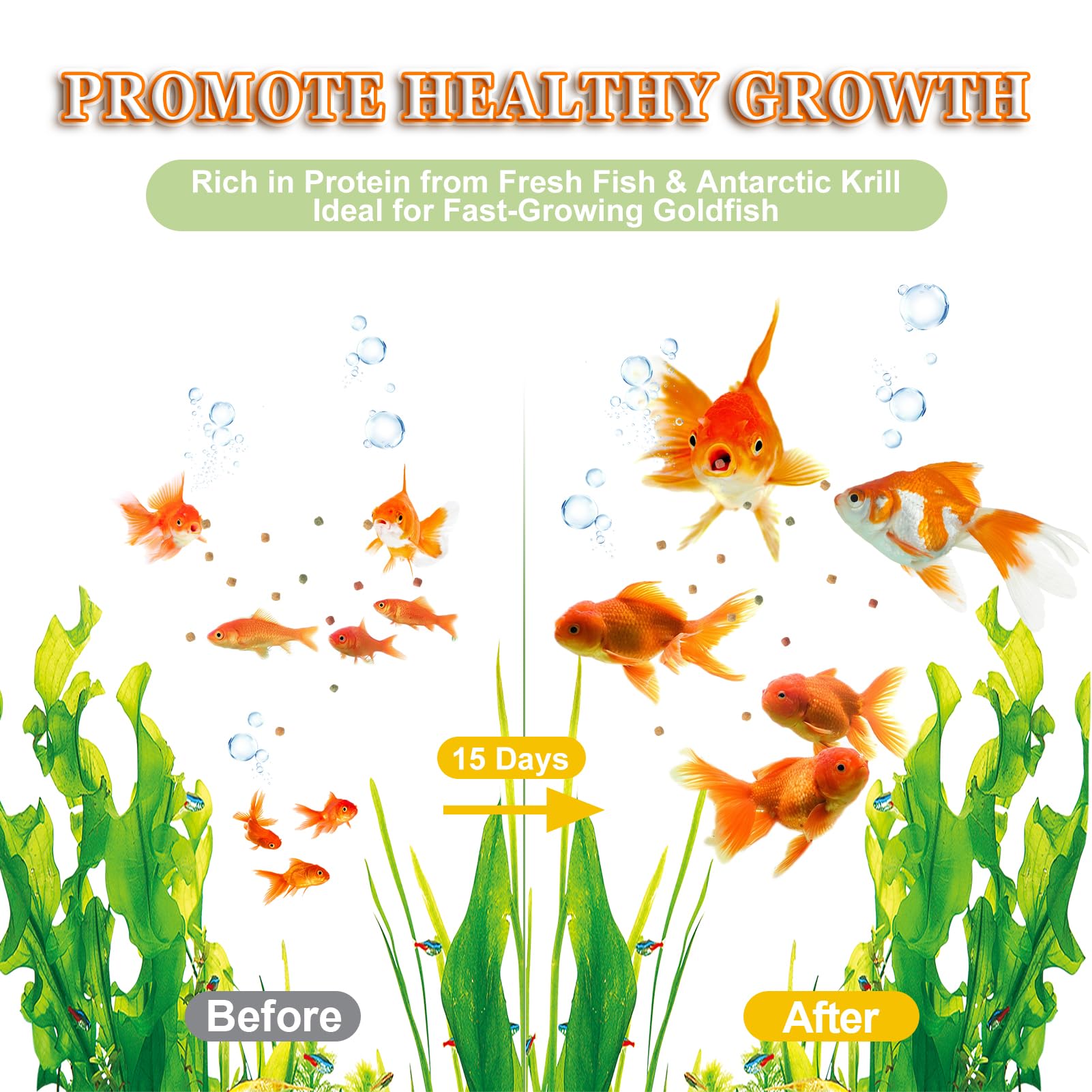 Capuca Goldfish Food natural ingredients promote nutritious feeding with no fillers