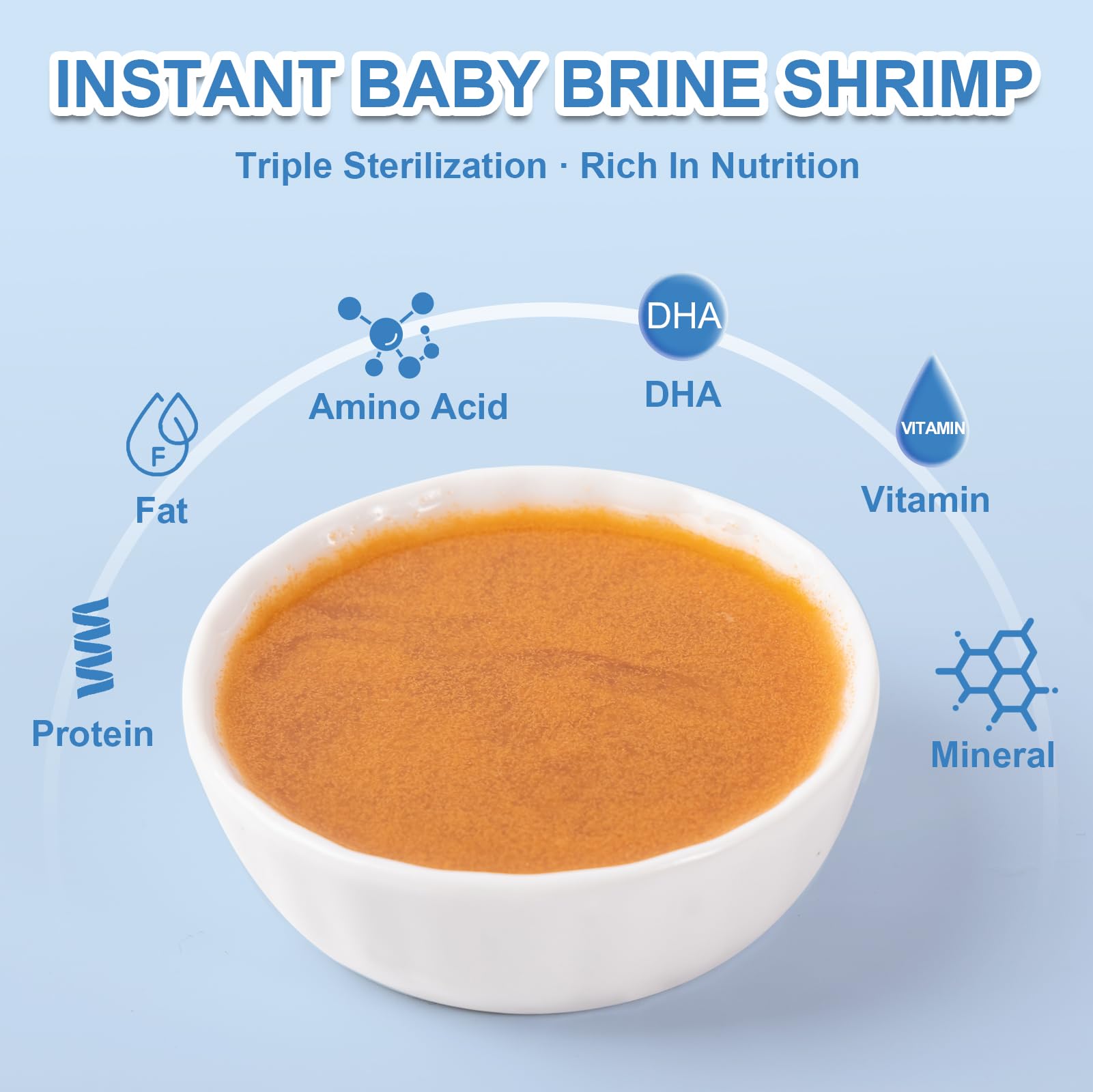 Capuca Instant Baby Brine Shrimp Food with astaxanthin boosts vibrant juvenile coloration.