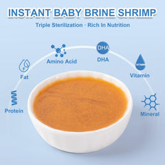 Capuca Instant Baby Brine Shrimp Food with astaxanthin boosts vibrant juvenile coloration.