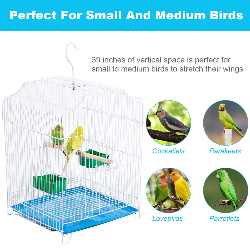 Capuca small bird travel cage blue interior with removable tray for cleaning.