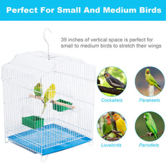 Capuca small bird travel cage blue interior with removable tray for cleaning.