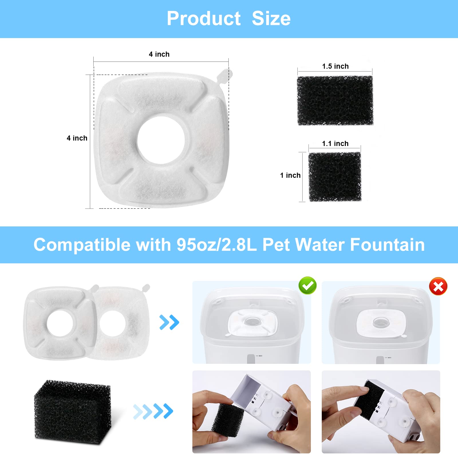 Carcent care guidelines image reminds users to replace filters regularly for fresh water.