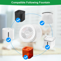 Carcent circle-filter dimensions highlight fit for steady fountain flow
