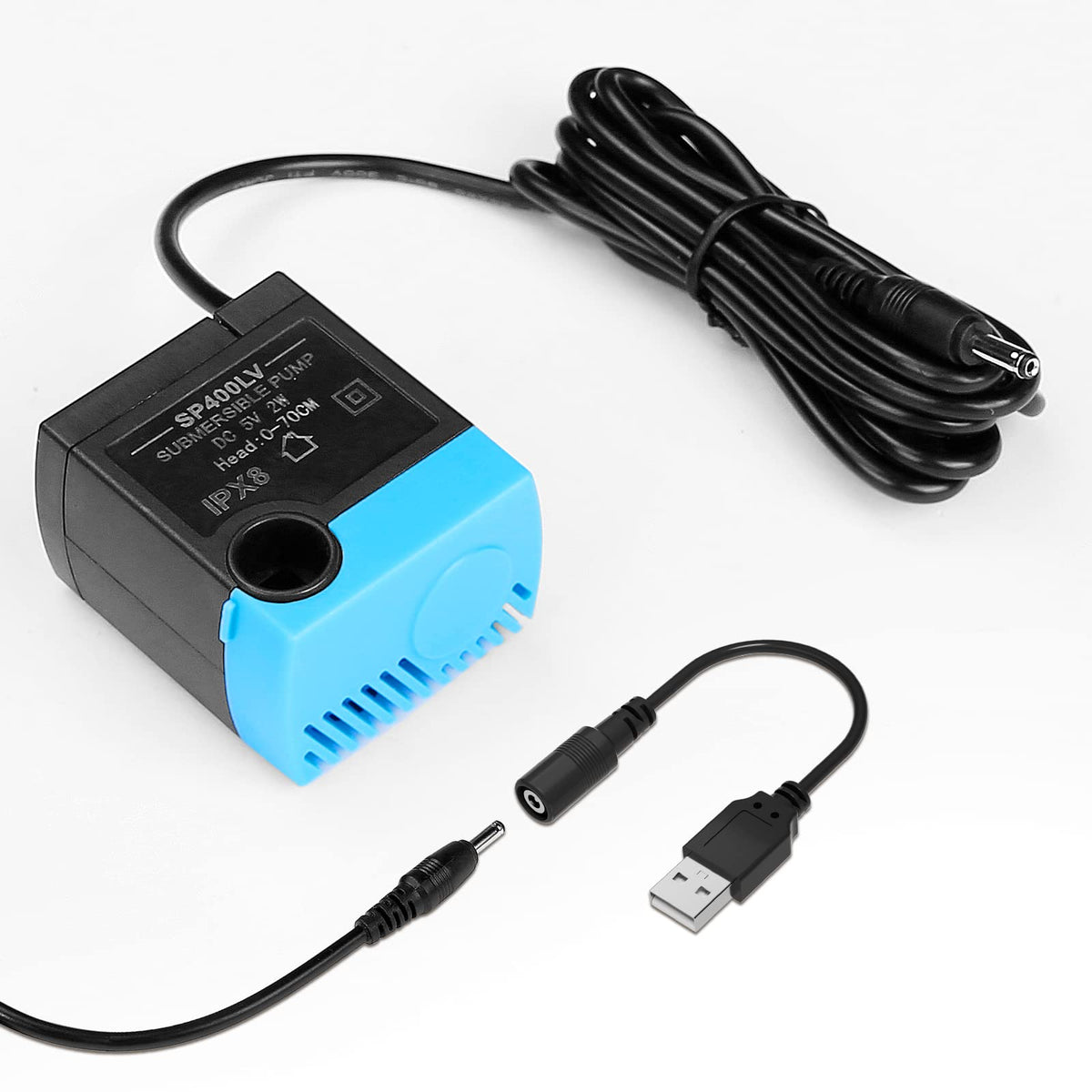 Carcent SP-400LV pump front view shows compact, space-saving design for cat fountains.
