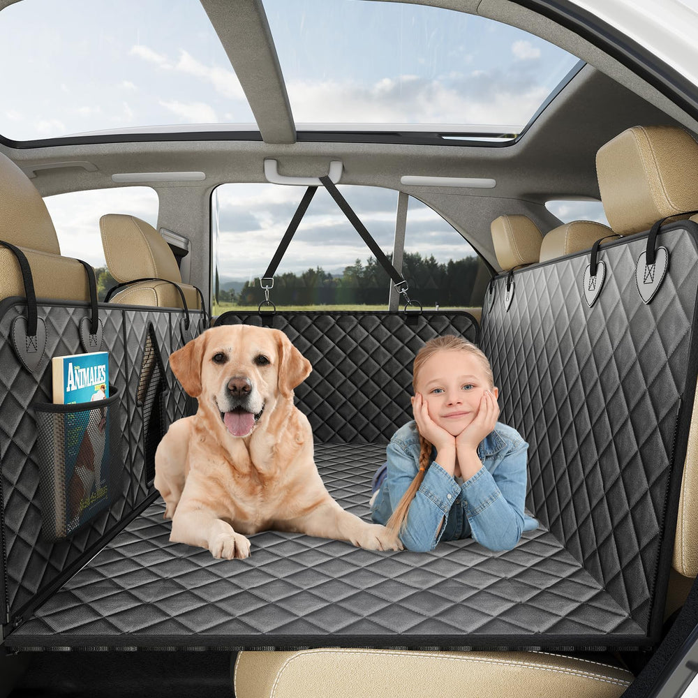 CarChic back-seat extender with hard bottom providing stable dog support during rides