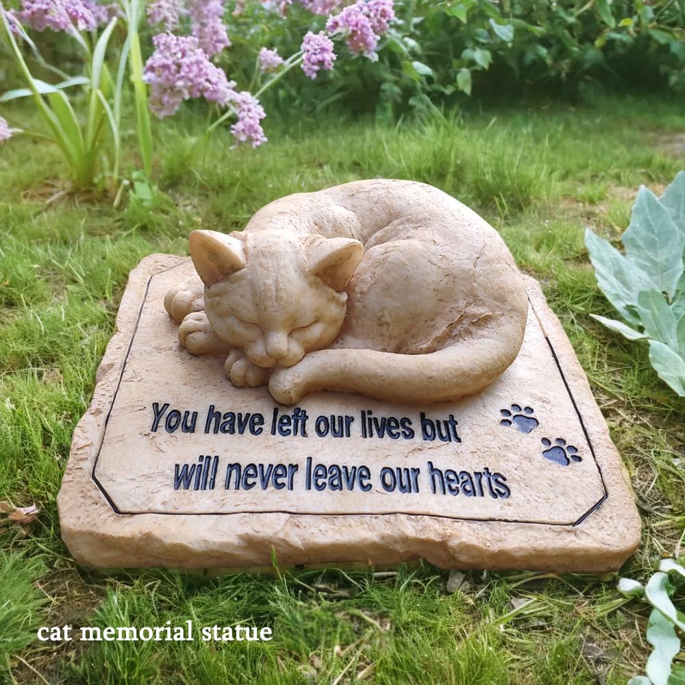 Carchistan cat memorial stone 8.5x7x3.5 size ideal for shelves or patios.