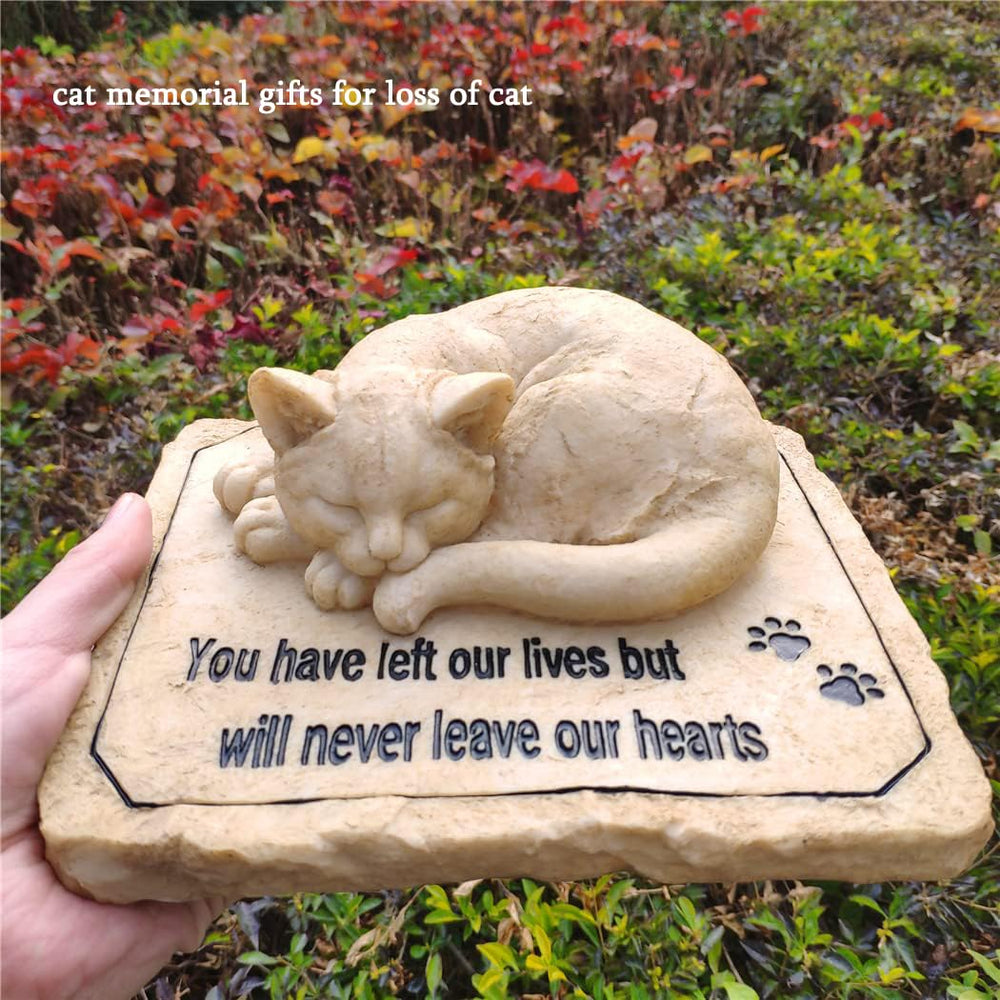 Carchistan cat memorial stone paw-prints detail for heartfelt outdoor tribute.
