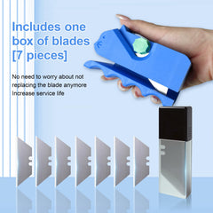 Cardboard Cutter for Cat Scratchers blue handheld with seven replaceable blades