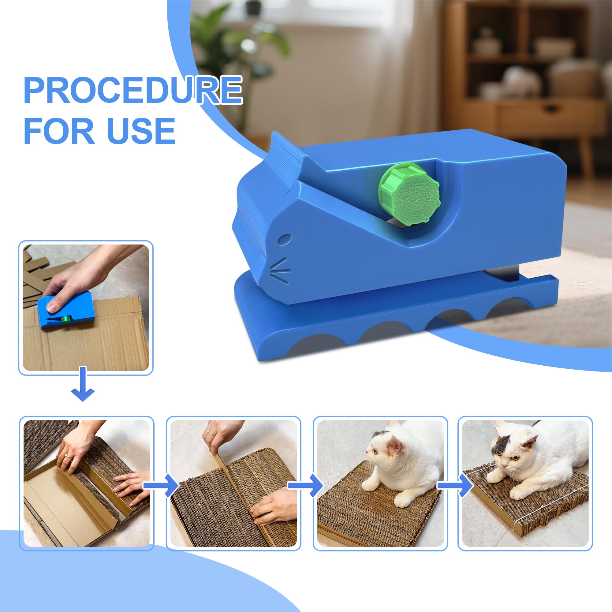 Cardboard Cutter for Cat Scratchers compact size fits in drawers