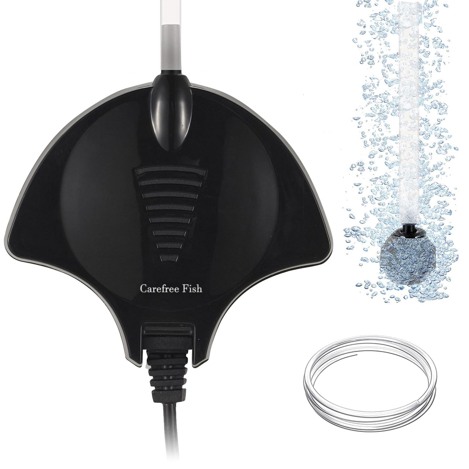 Carefree Fish 1.5W mini air pump main unit delivering quiet aeration for small tanks
