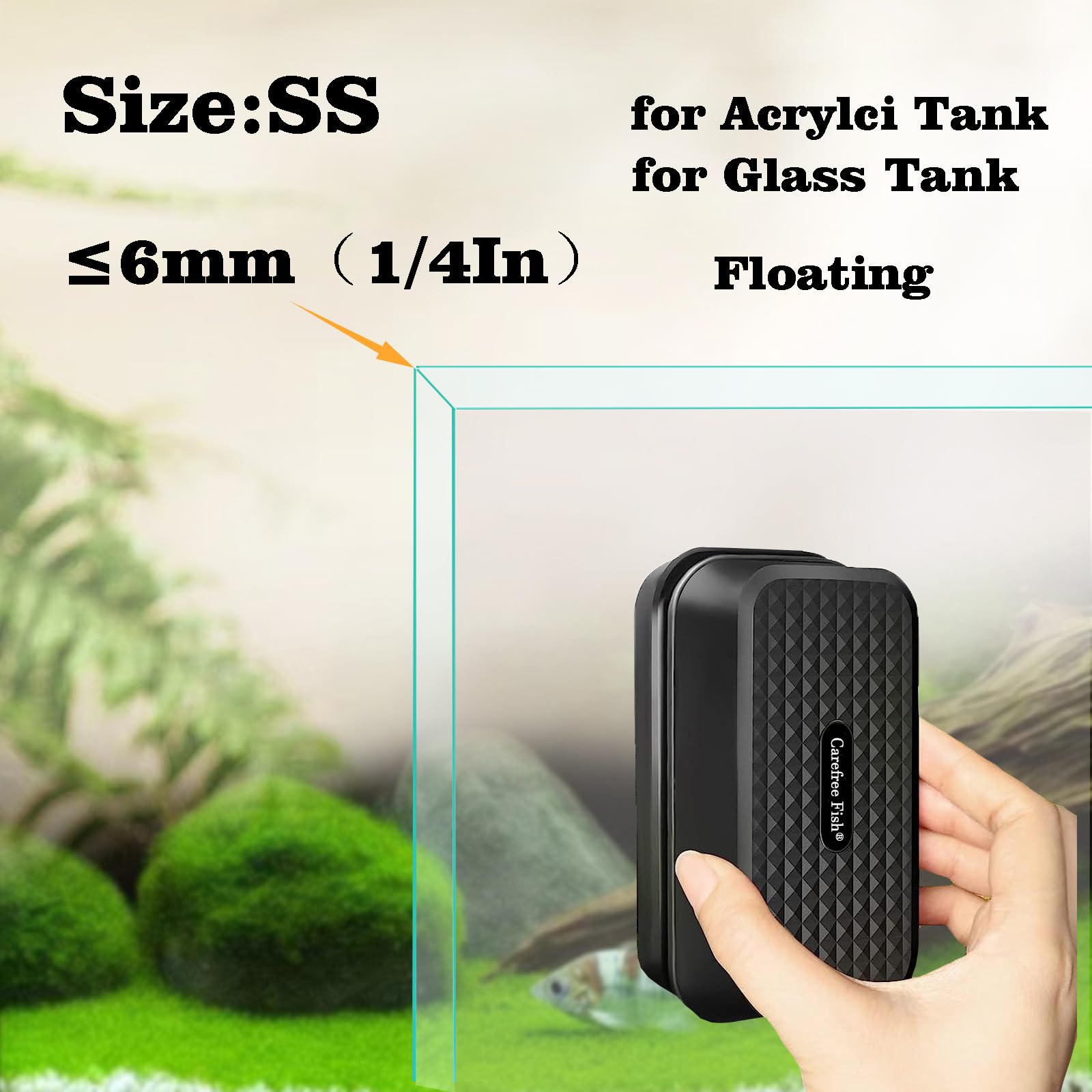 Carefree Fish aquarium cleaner ergonomic grip emphasizes comfortable use for extended cleaning sessions.