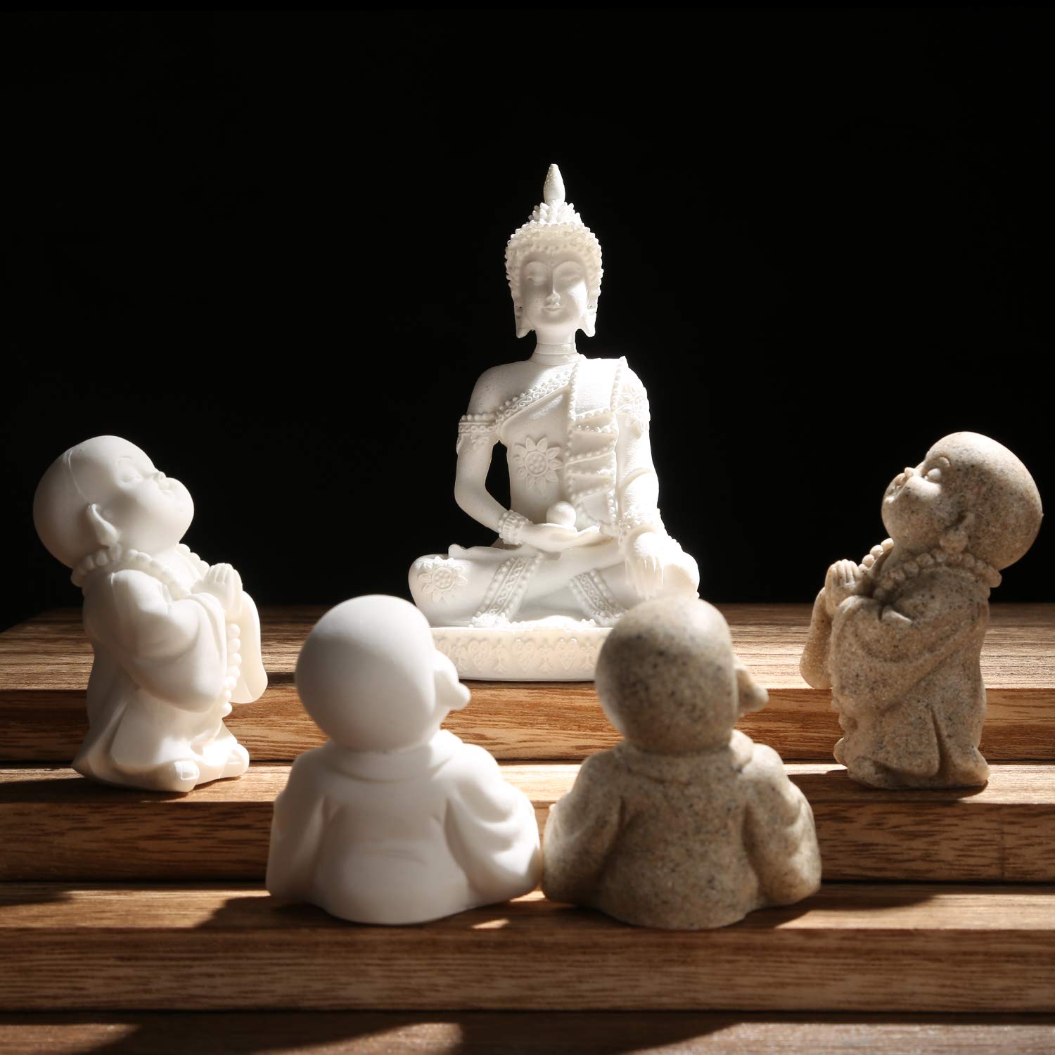 Carefree Fish Buddha statue compact-size-4inch fits easily on shelves.