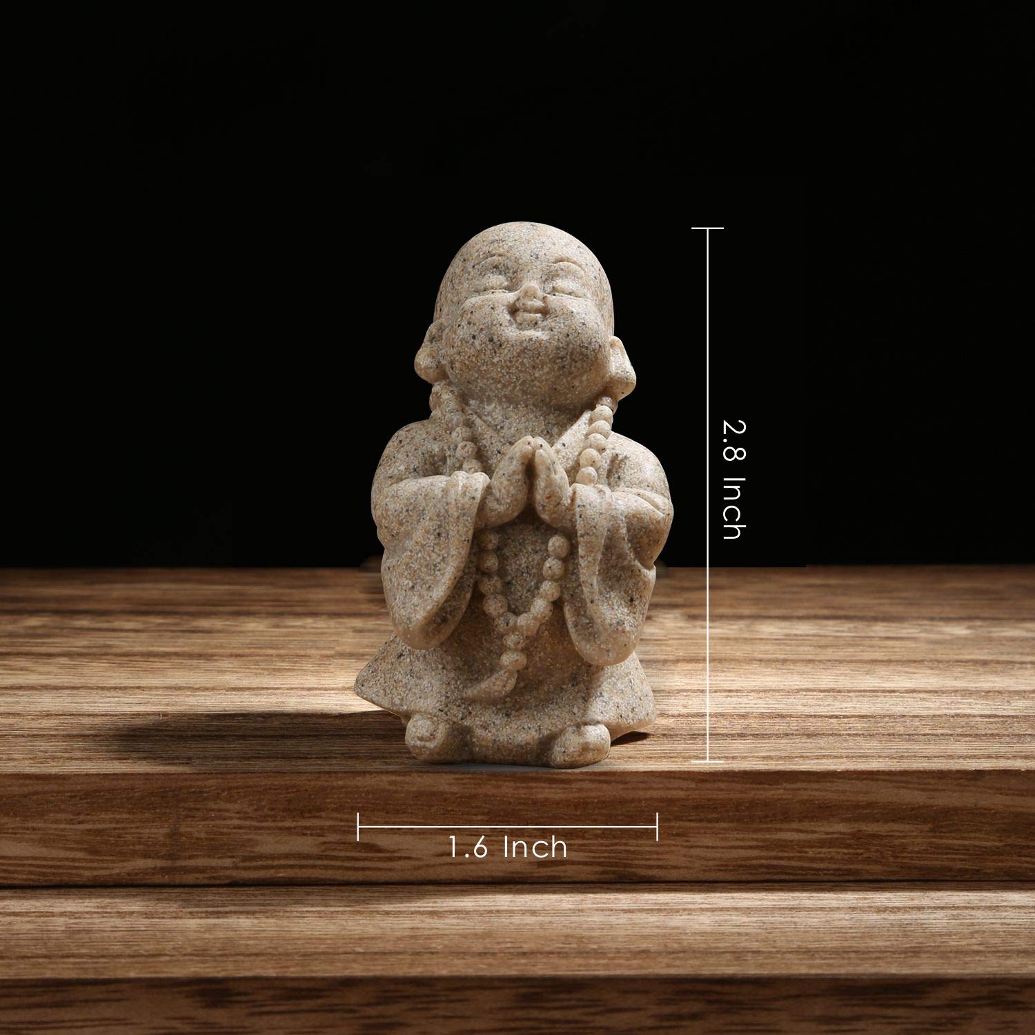 Carefree Fish Buddha statue earthy-tone finish complements compact spaces gracefully.