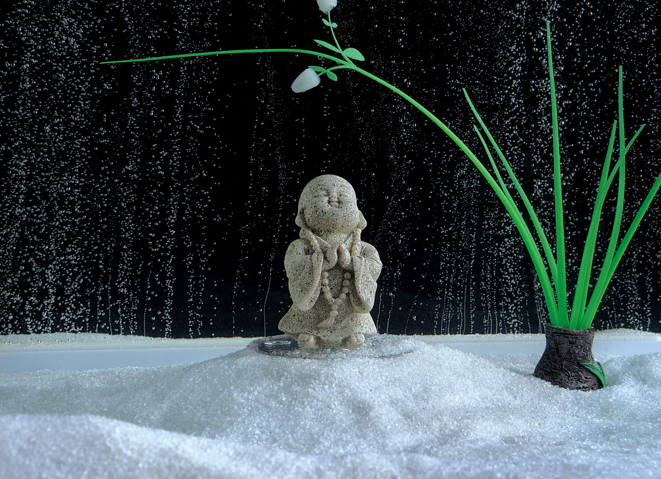 Carefree Fish Buddha statue fish-tank-decor complements aquatic setups with tranquil presence.
