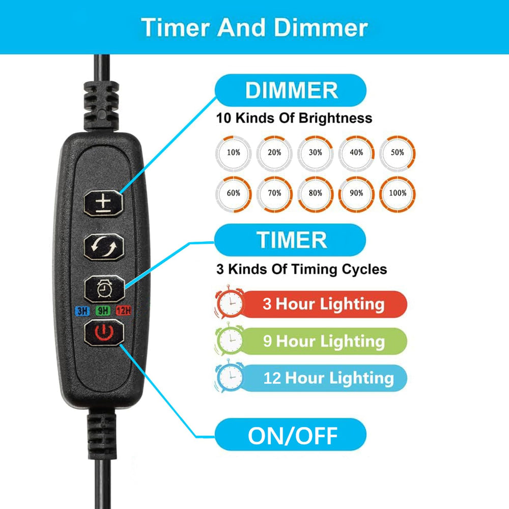 Carefree Fish RGBW aquarium light with 10 brightness levels for precise mood control.