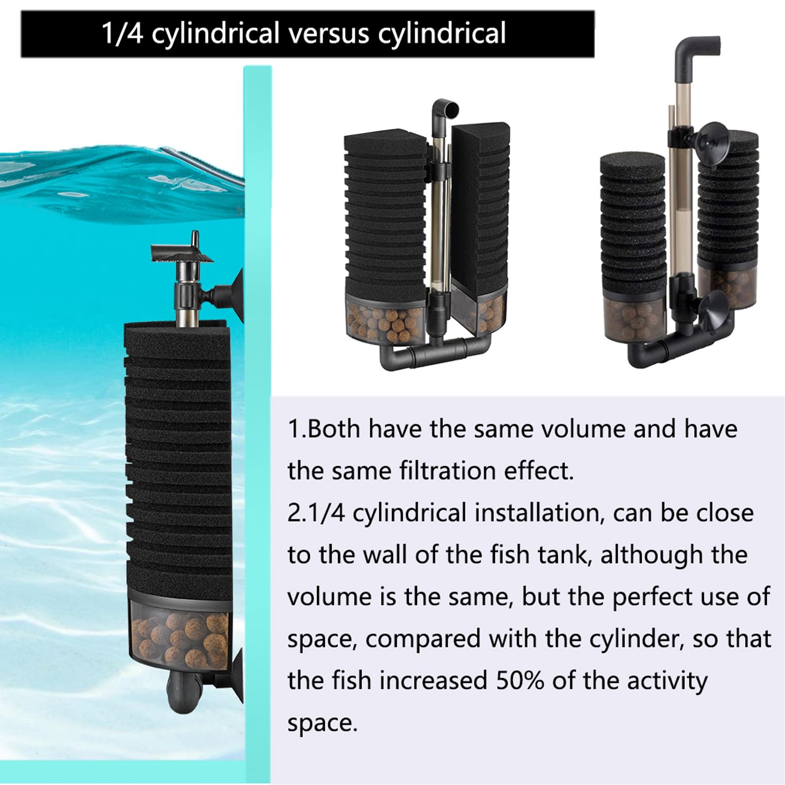 Carefree Fish USB filter operates quietly with layered cotton filtration.