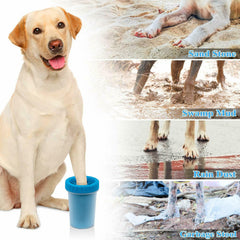CAREFUNY paw cleaner blue inside bristles loosening dirt from muddy paws