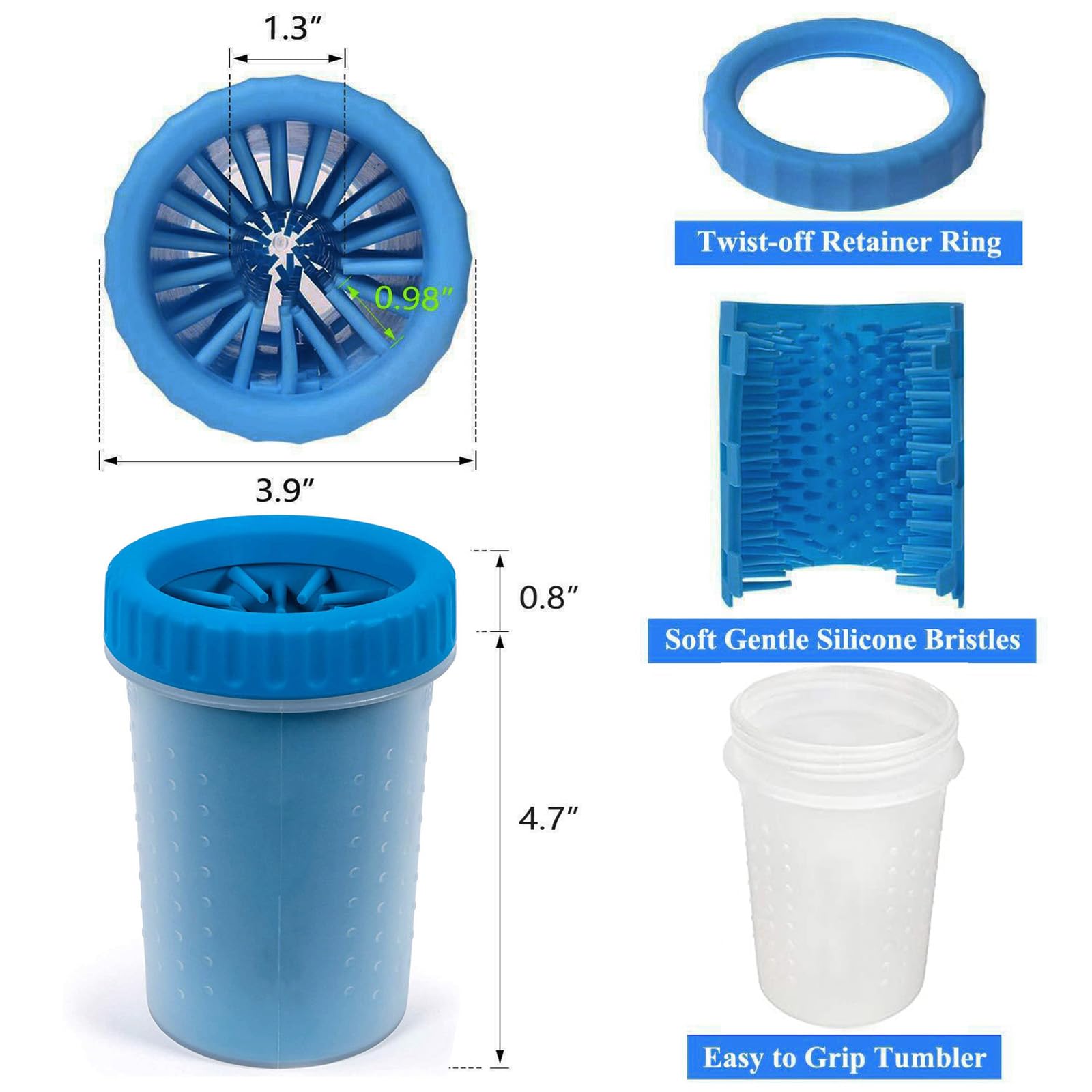 CAREFUNY paw cleaner blue open top design suited for medium dogs and cats