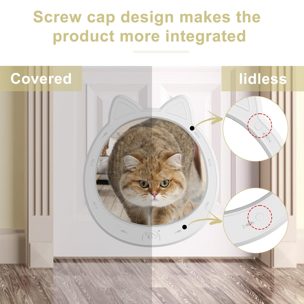 Caremyworld no-flap design snow white cat door for quiet entry