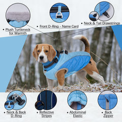CAREUPET plush-turtleneck blue highlights warm fleece collar for neck warmth.