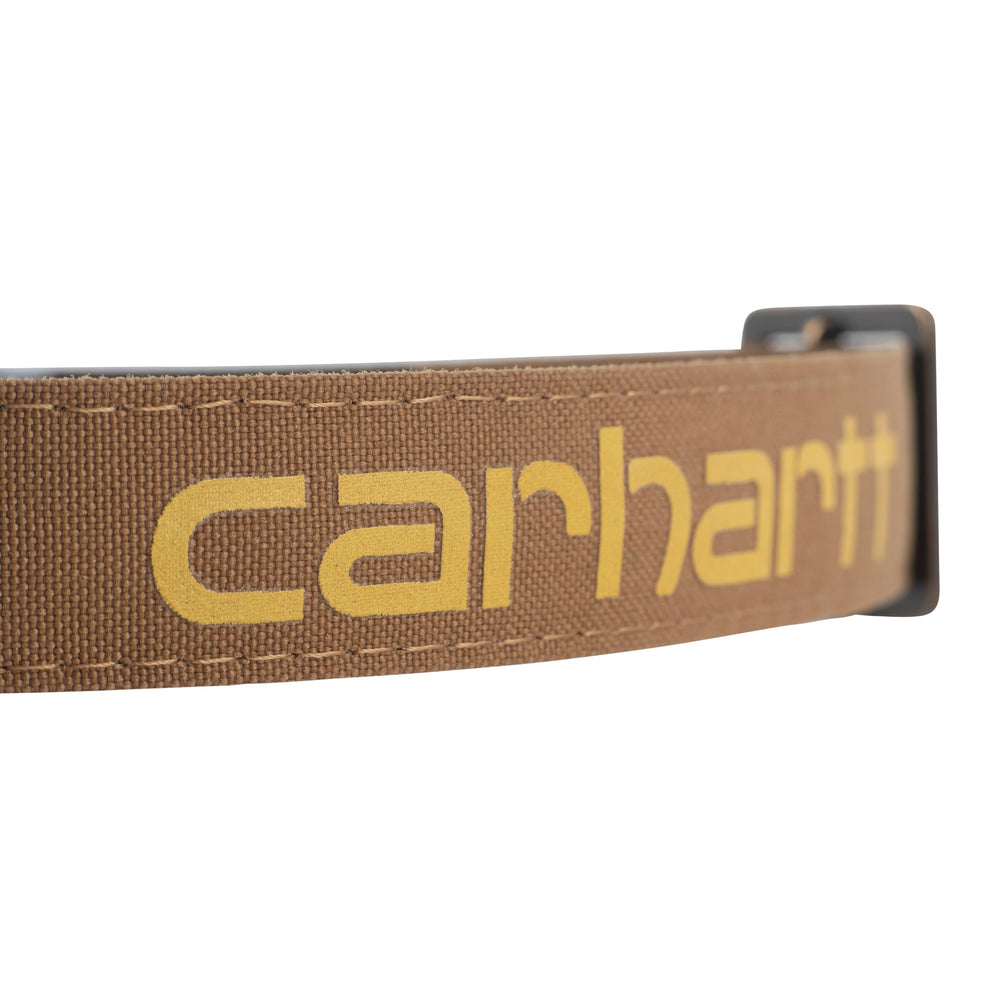 Carhartt Dog Collar D-ring close-up reveals secure tag and leash attachment.