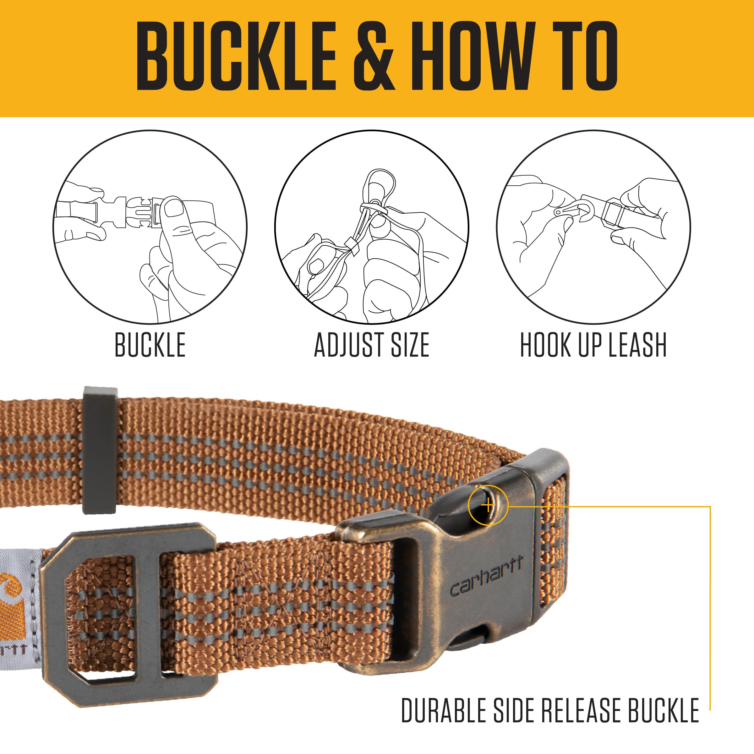 Carhartt dog collar metal D-ring provides secure leash attachment