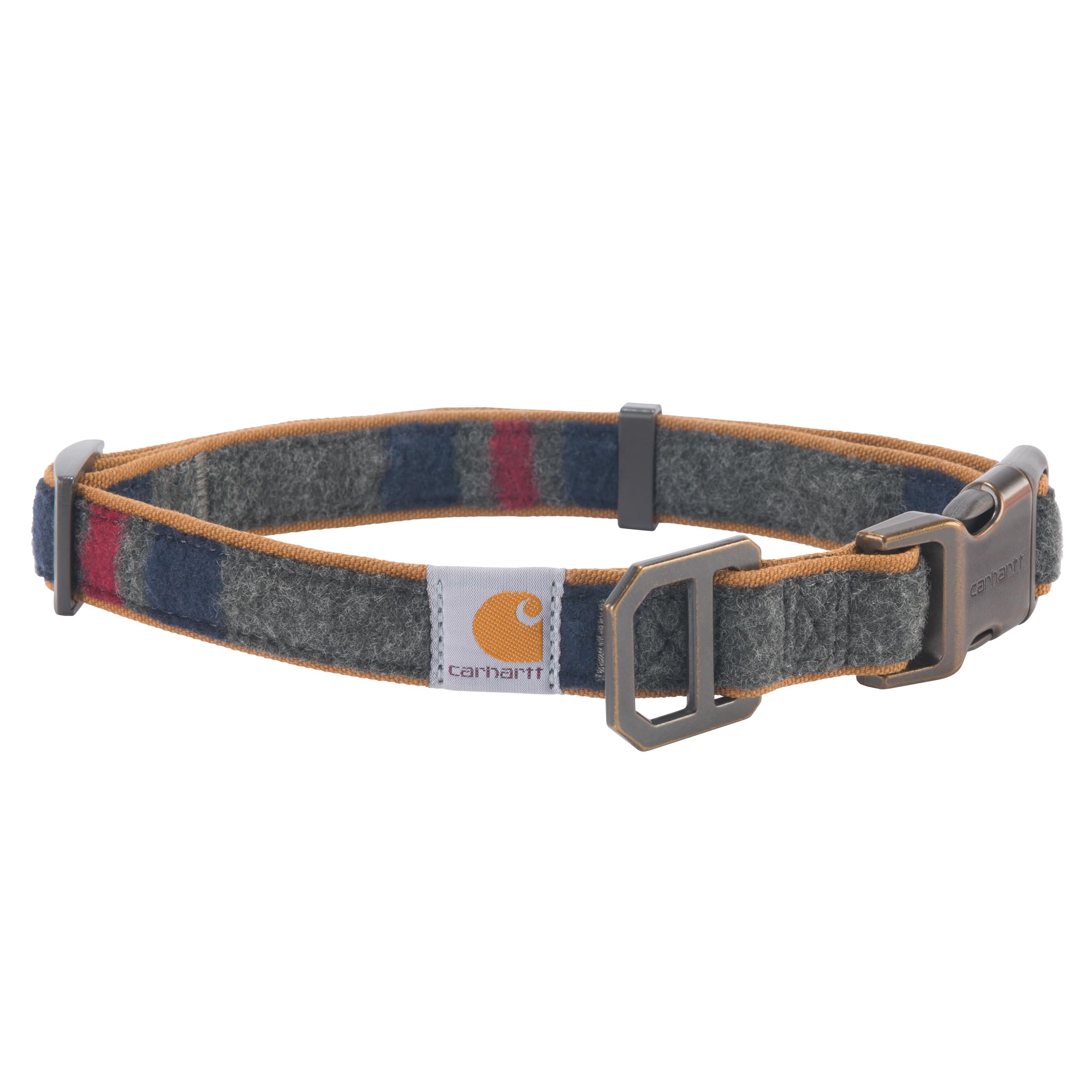 Carhartt pet collar in blanket stripe fabric, built for durability during daily adventures.