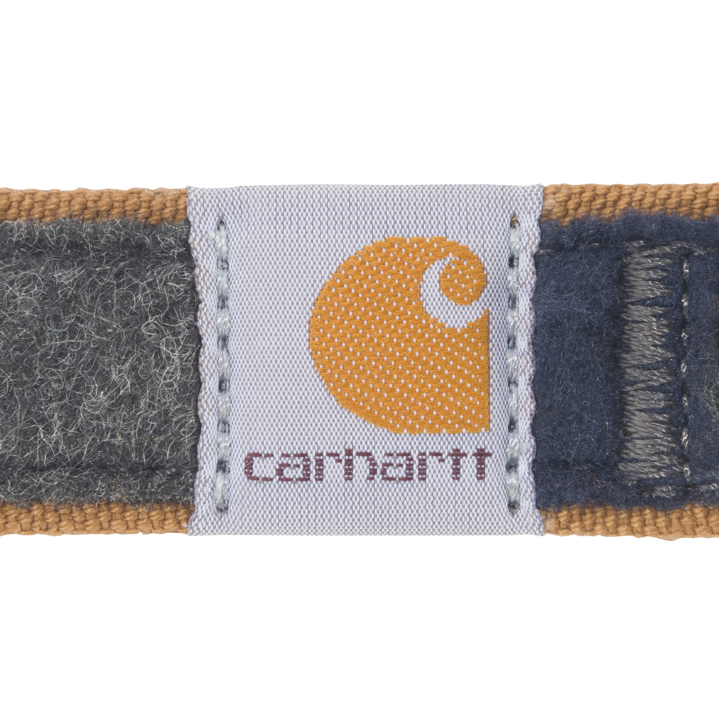 Carhartt pet collar shows reflective stitching for nighttime visibility on walks.