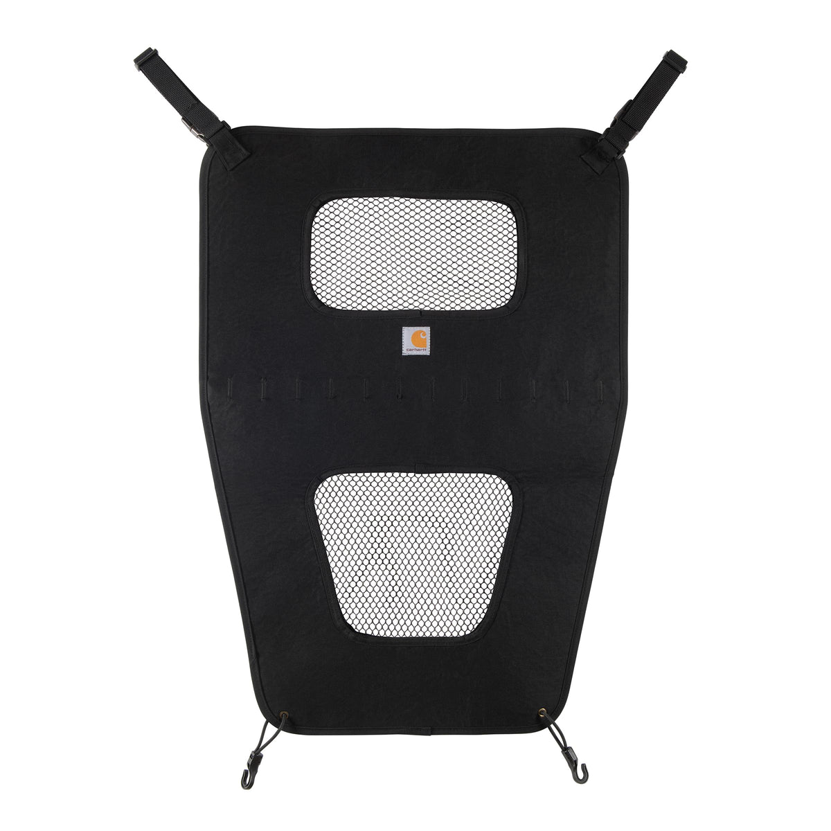 Carhartt Universal Nylon Duck Pet Barrier on front seat for safe driving.