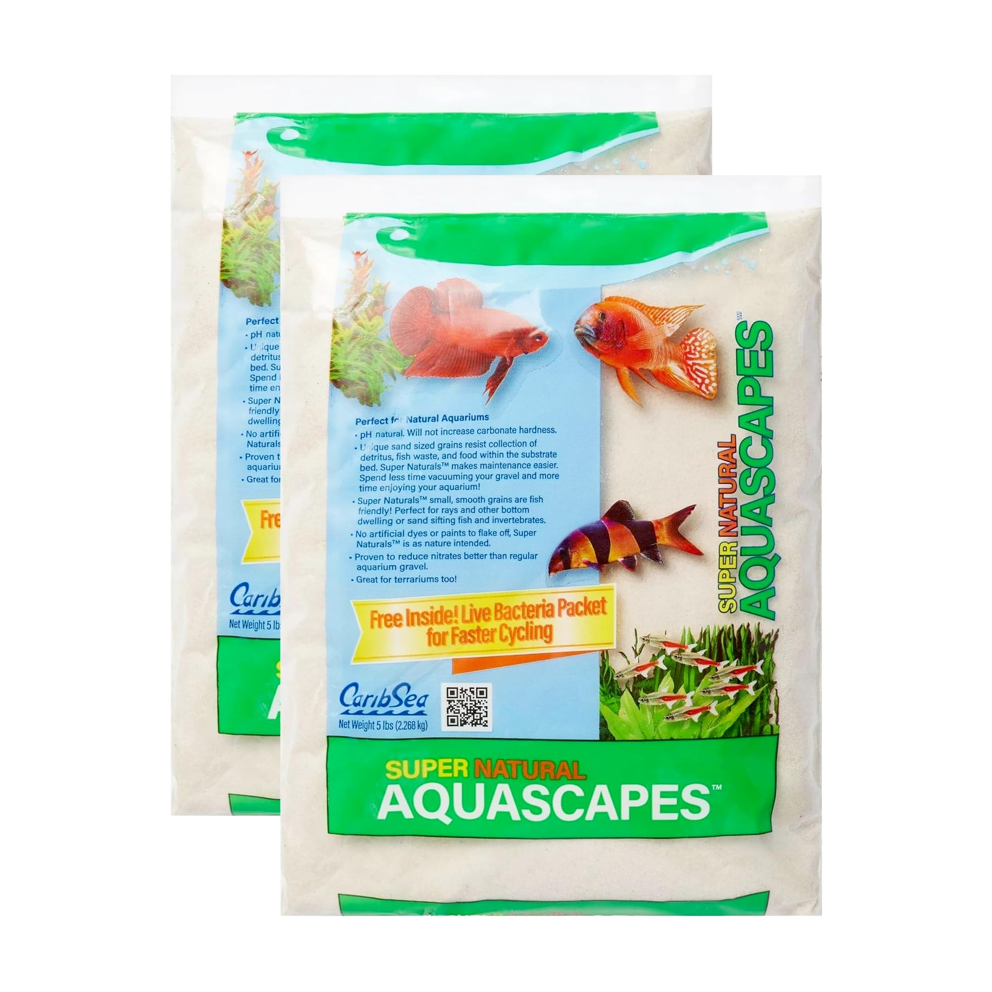 Carib Sea Super Natural Moonlight Sand closeup shows natural texture for freshwater aquarium aesthetics.