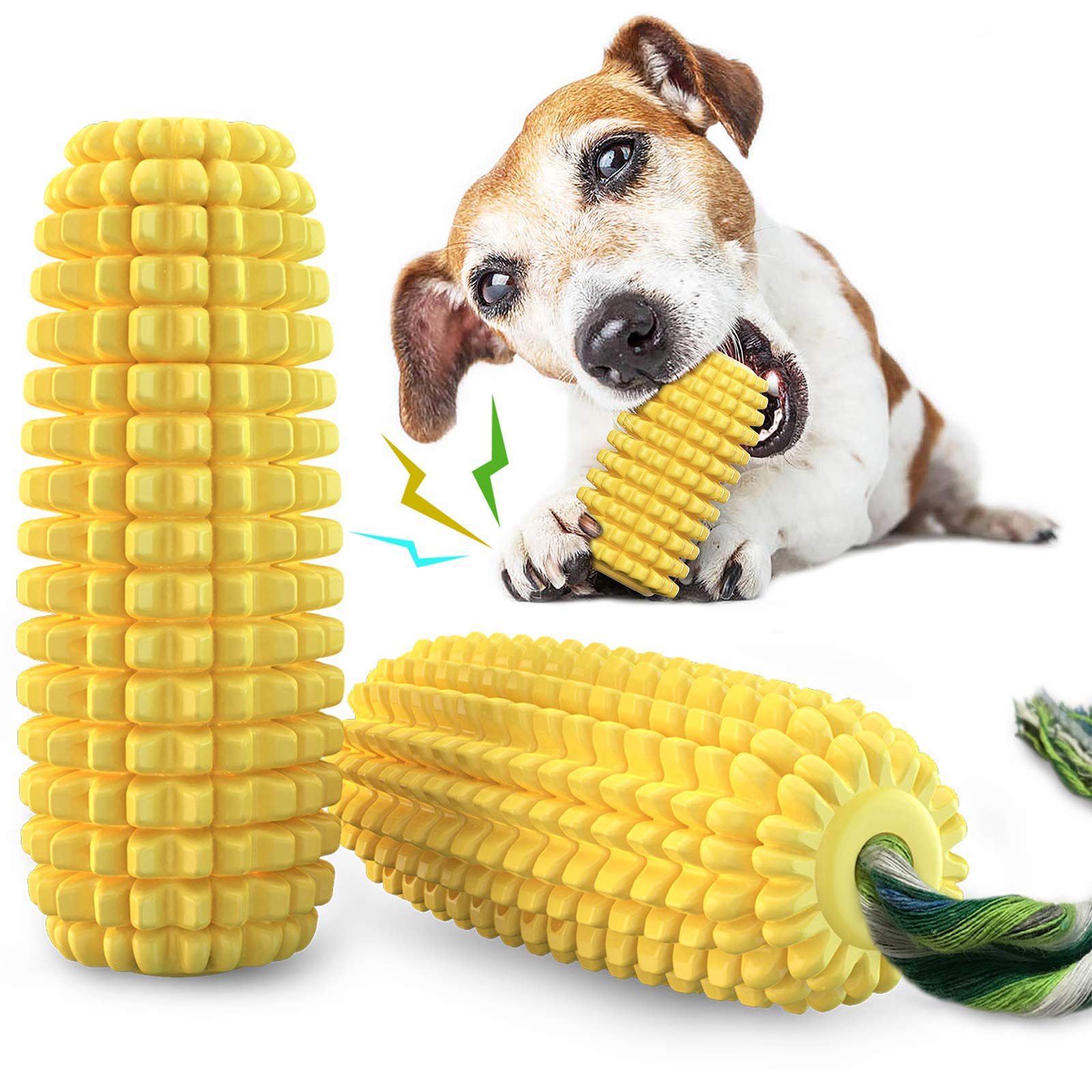 Carllg corn-stick chew toy with zigzag design for durable chewing and brushing play