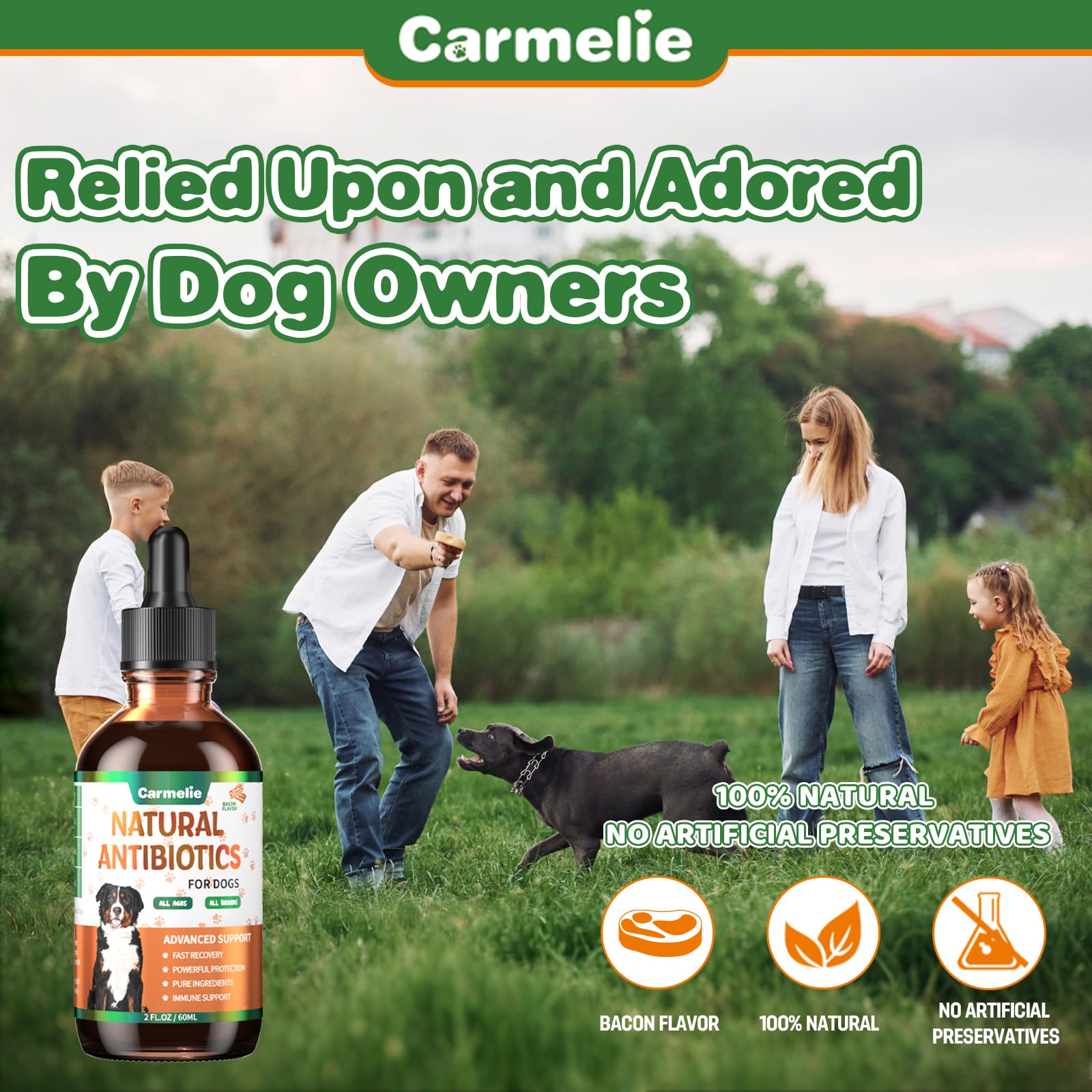 Carmelie multi-breed pet supplement suitable for dogs and cats of all ages.