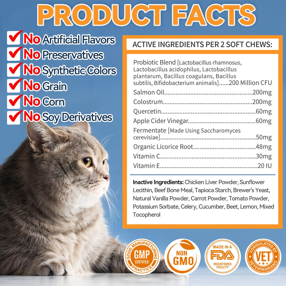 Carmelie Cat Allergy Relief Chews immune support benefits in a bottle