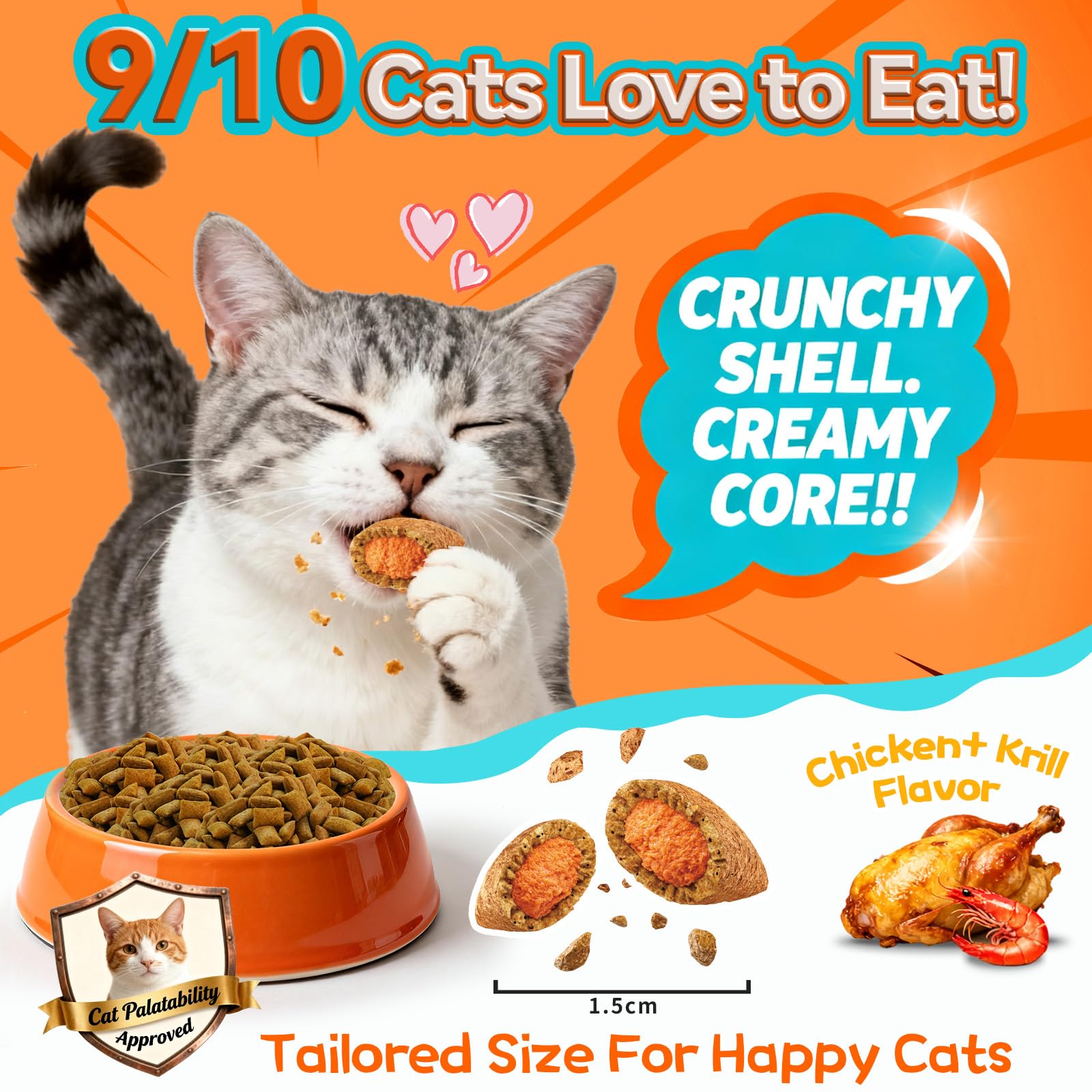 Carmelie cat calming treats krill center focus signals savory mid-section cats enjoy