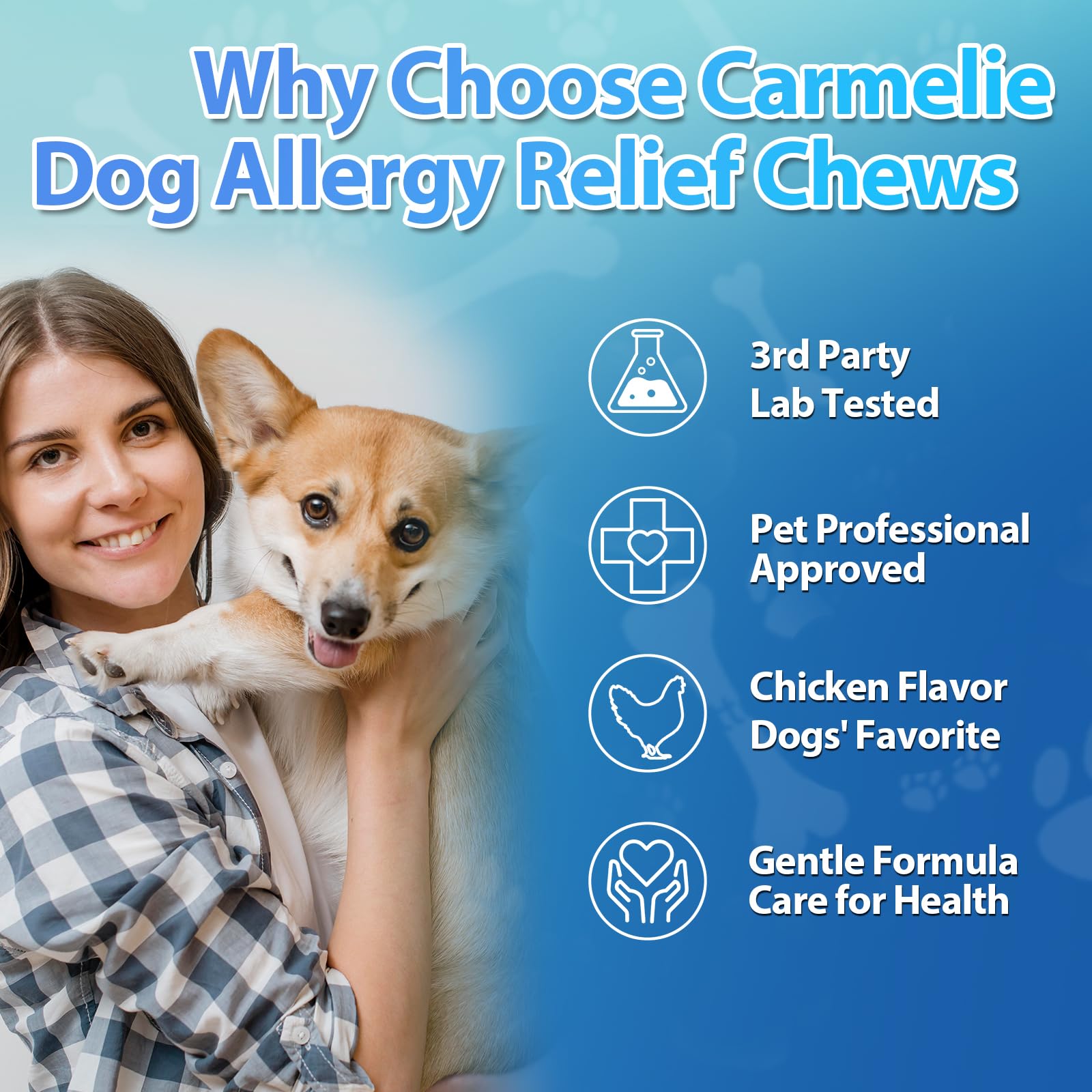 Carmelie Dog Allergy Chews soft chews demonstrate gentle texture ideal for puppies.