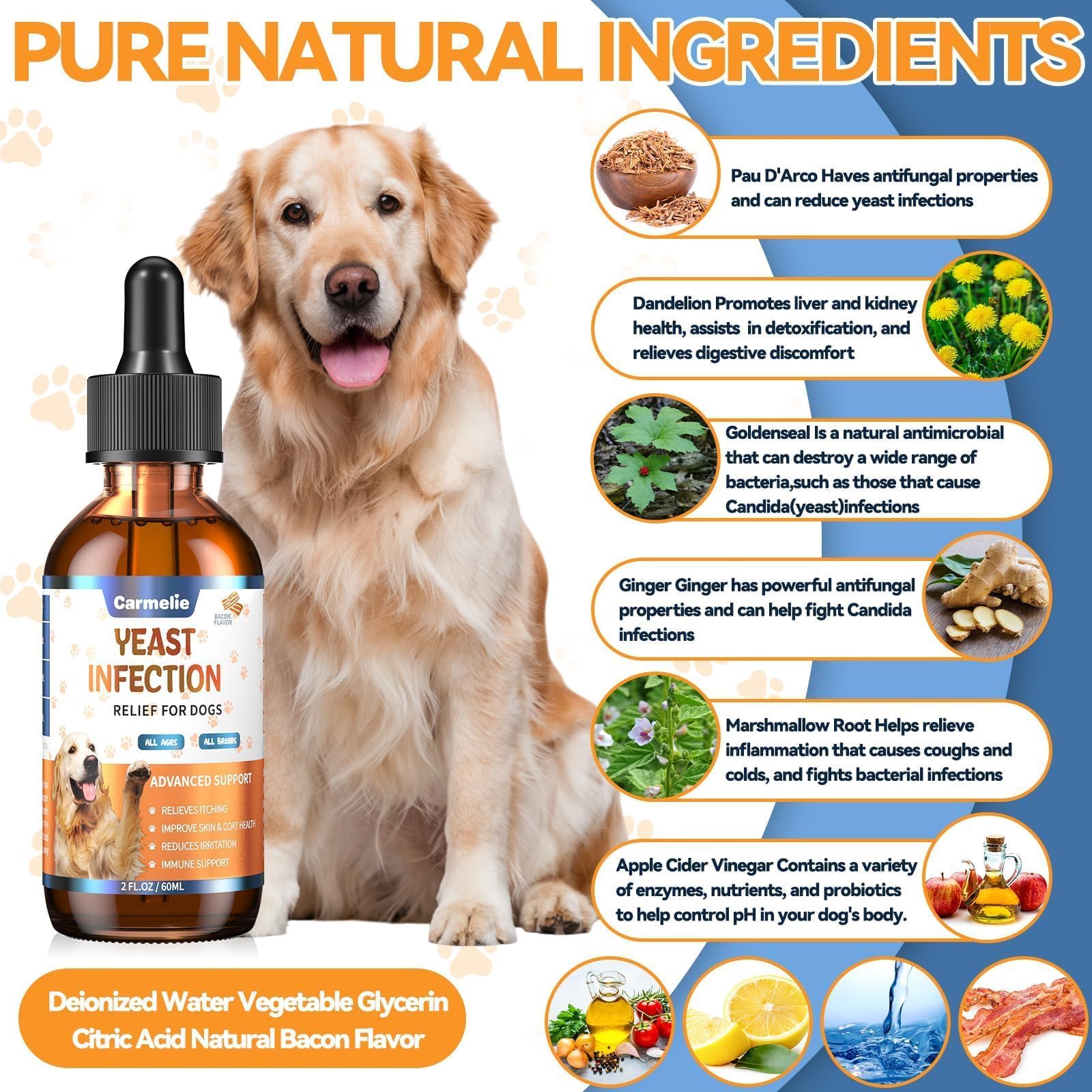 Carmelie dog ear relief application photo—dropper use for targeted ear comfort