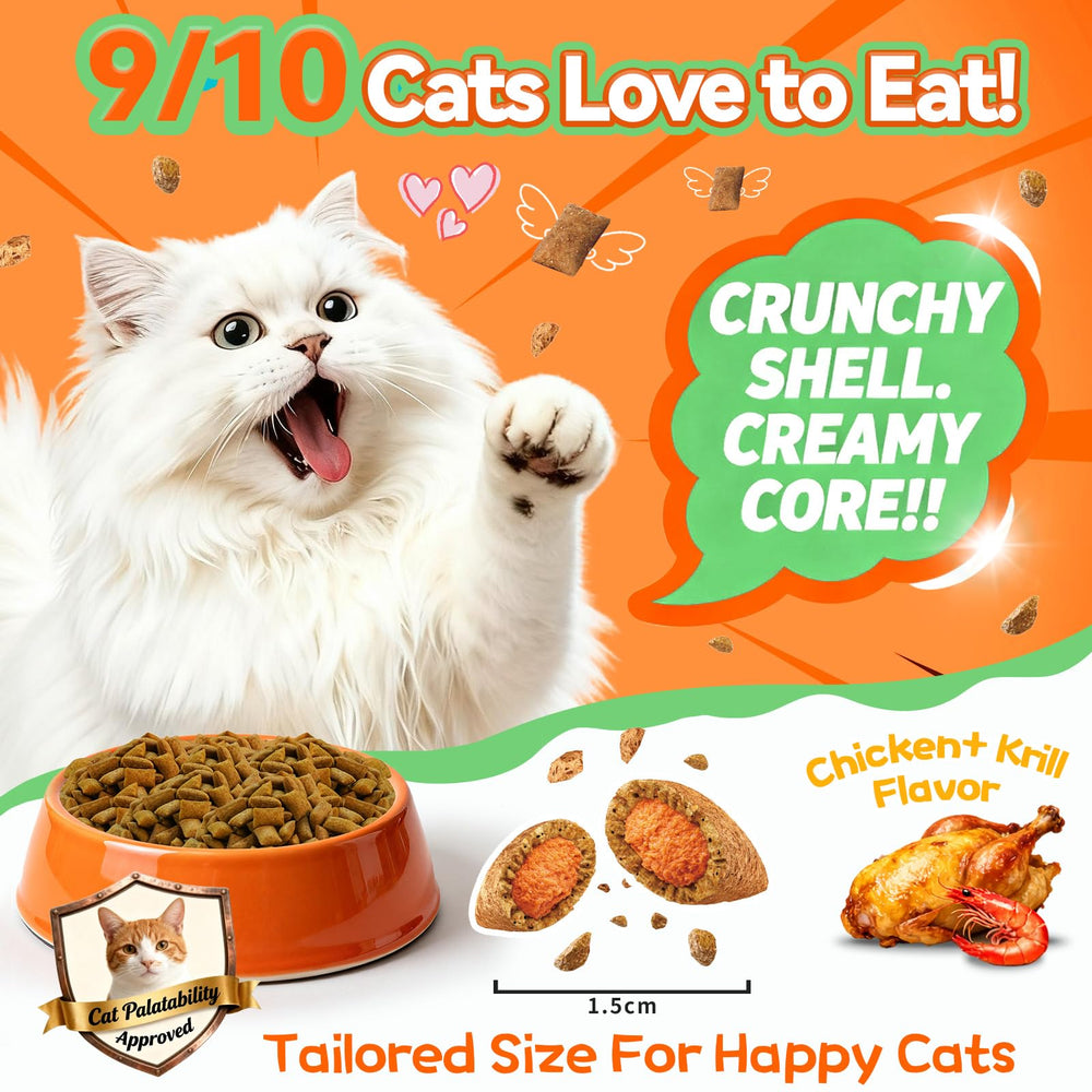Carmelie dual-flavor chicken-krill center appealing taste for picky cats