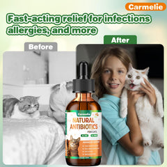Carmelie natural antibiotics for cats ingredients display herbs and botanicals.