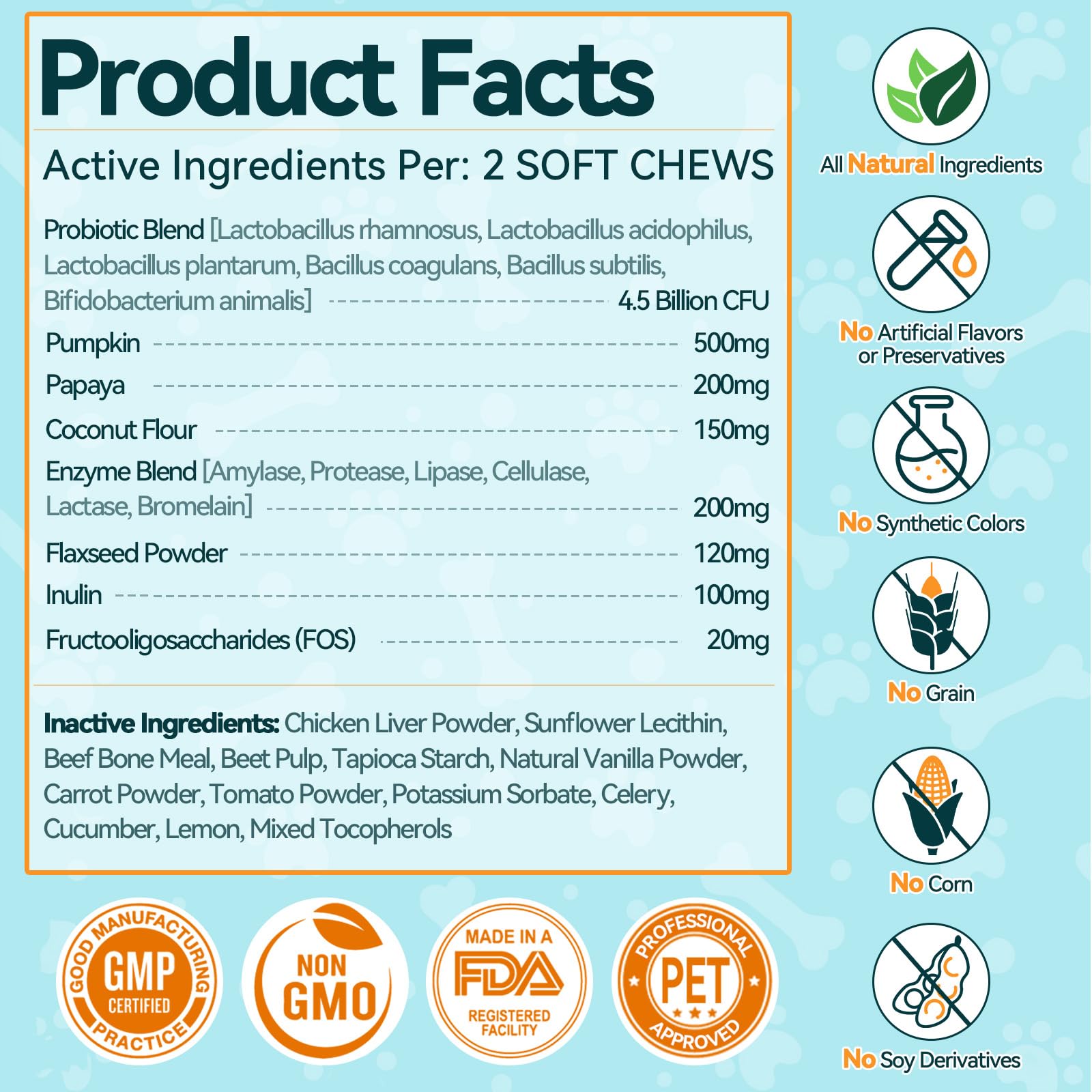 Carmelie Probiotics for Dogs close-up shows easy daily feeding with soft chews